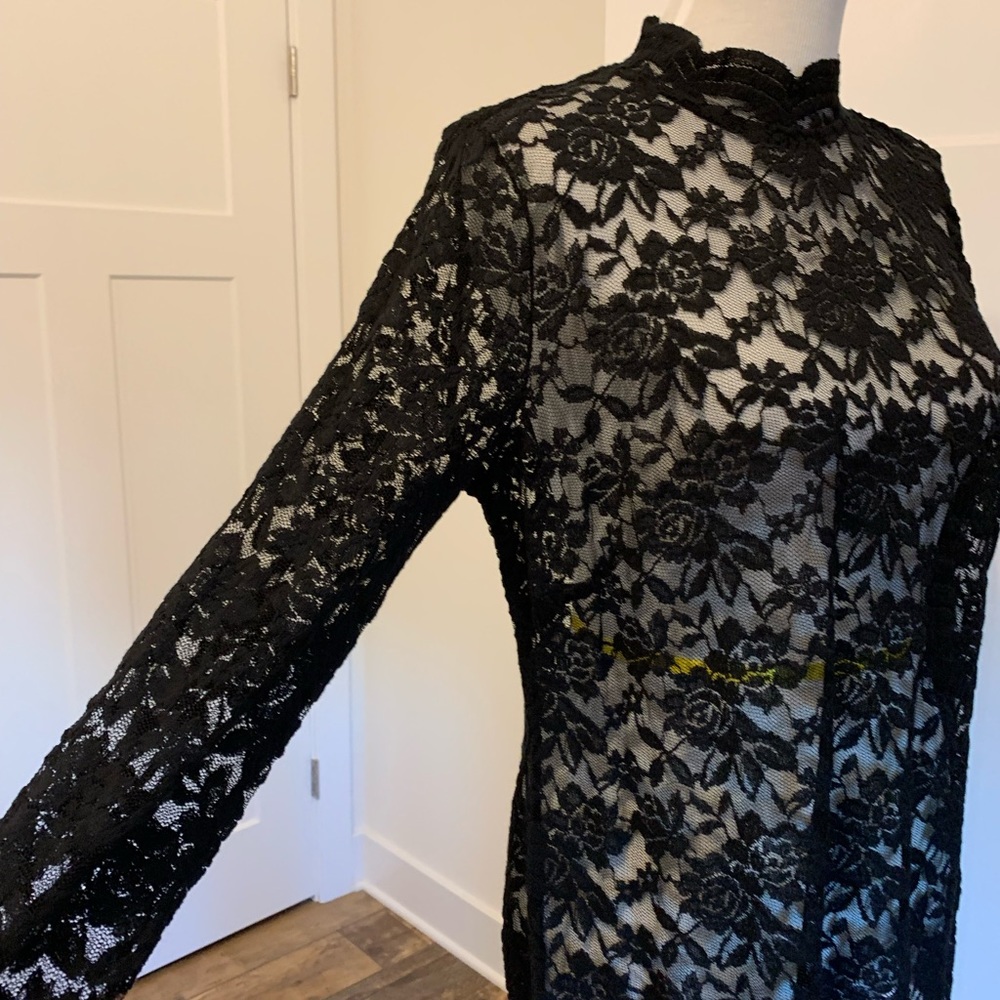 Fair Lady brand - sheer black lace long sleeve top. New without tags